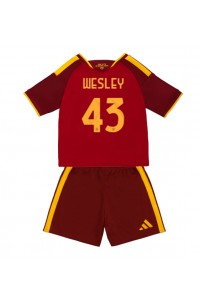AS Roma Wesley Franca #43 Jalkapallovaatteet Lasten Kotipeliasu 2026-27 Lyhythihainen (+ Lyhyet housut)